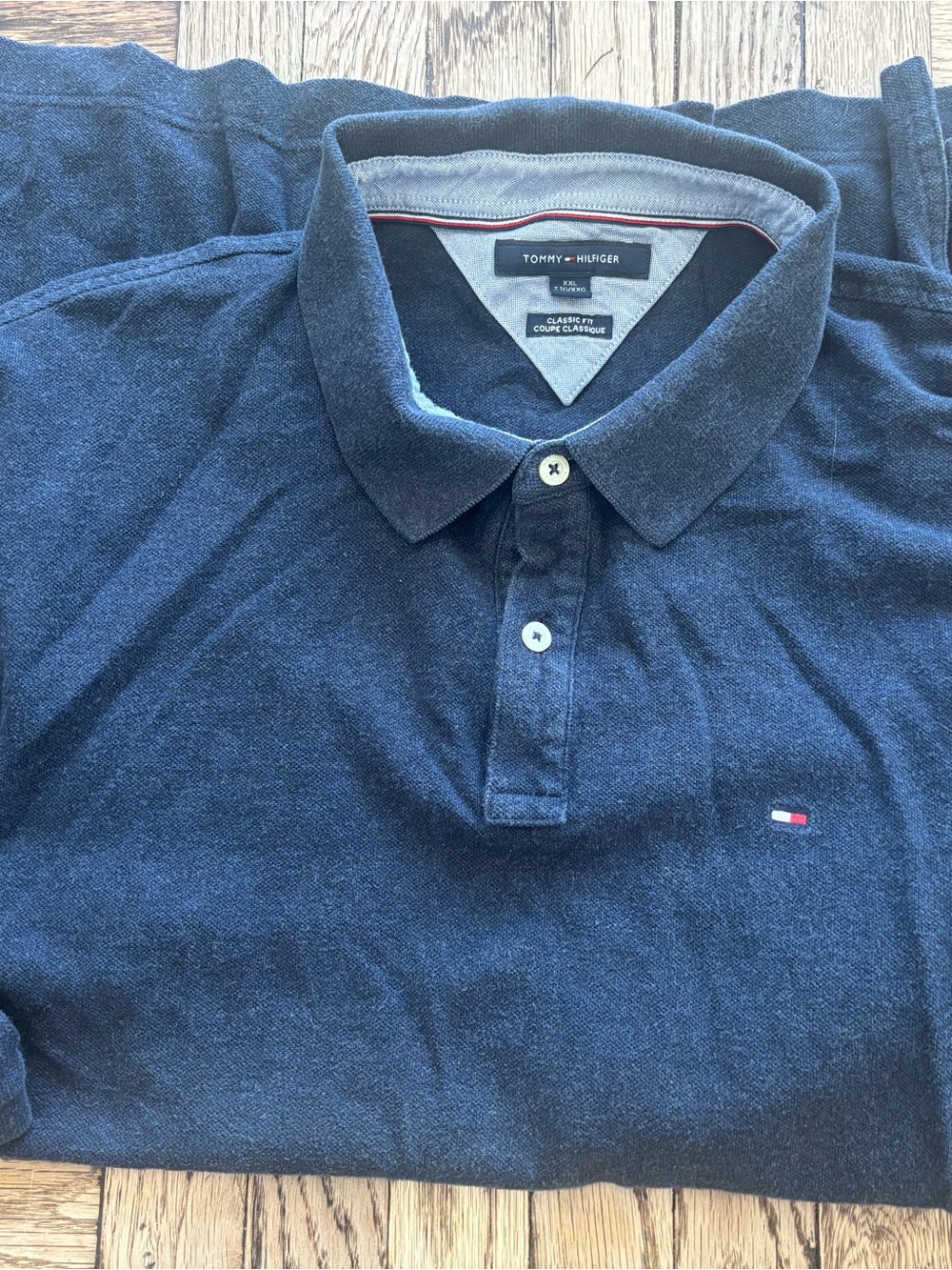 Tommy Hilfiger Men’s Navy Blue Polo with Signature Flag